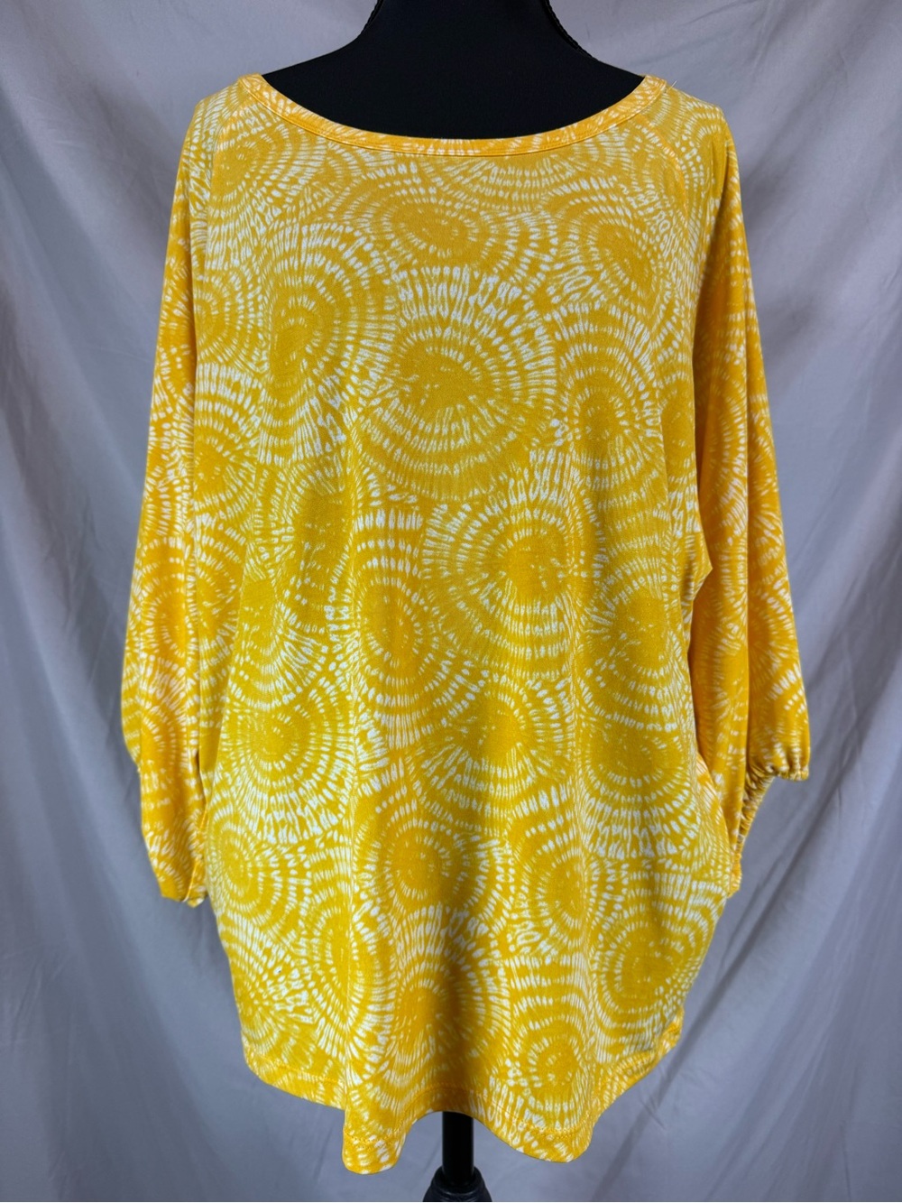 MICHAEL Michael Kors Tie-Dye 3/4 Sleeve Top - Yellow - Large